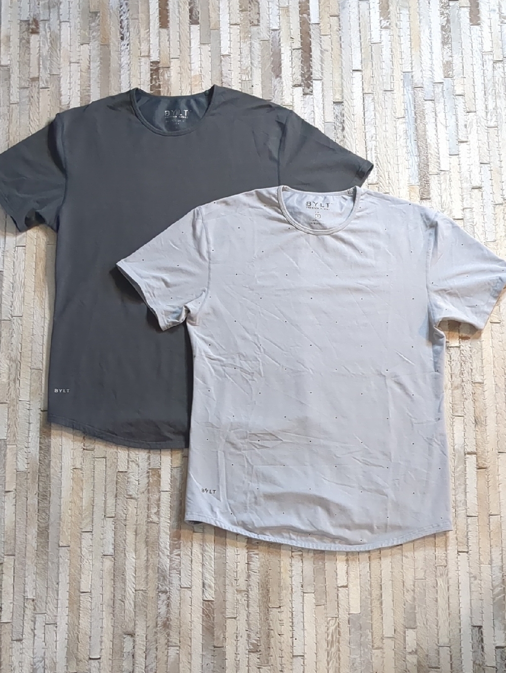 BYLT Premium Basics Dark Gray & Gray Polkadot Short Sleeve T-Shirts Set